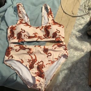 Pink Lily Tiger Print Bikini